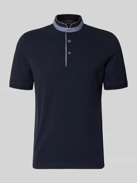 Koszulka polo o kroju regular fit ze stójką i wyhaftowanym logo Bugatti