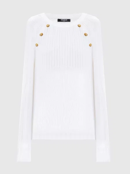 Джемпер з брендовими заклепками Balmain білий