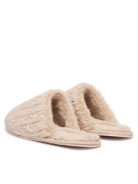 Calvin Klein Naminės šlepetės Home Slipper Fur Aop smėlio