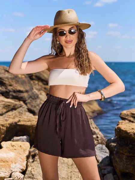 Шорти ISSA Plus темно-коричневий комбінований верх коричневі