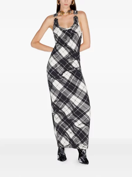 Rochie maxi Jean Paul Gaultier în carouri negru