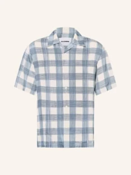 Jil Sander Resortová Košile Comfort Fit Ze Saténu petrolejová / krémová / světle fialová