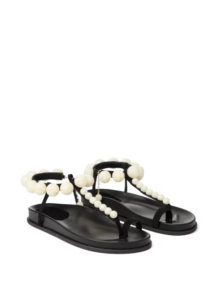 Sandale Jimmy Choo cu perle din piele negru