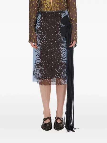 Fustă Ferragamo cu model floral maro