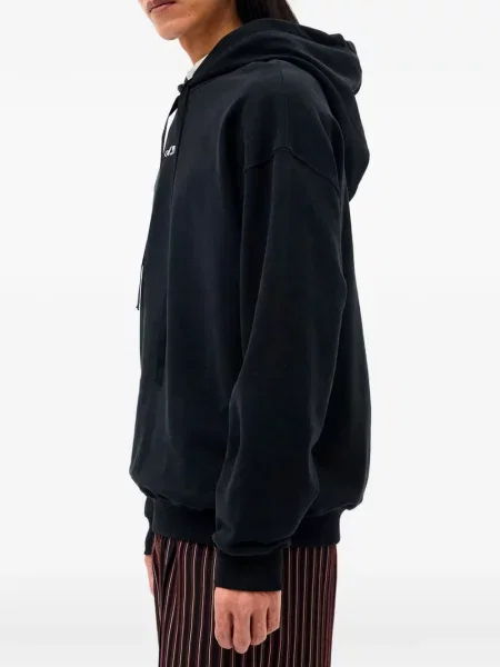 Hanorac cu glugă Ann Demeulemeester cu broderie cu cordon negru
