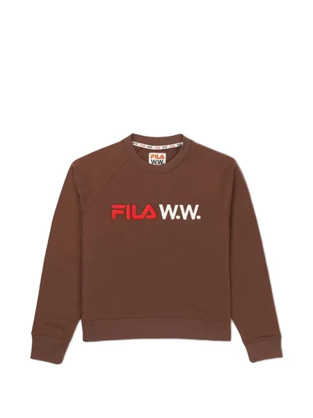 Hanorac crewneck Fila cu decolteu rotund cu autograf maro