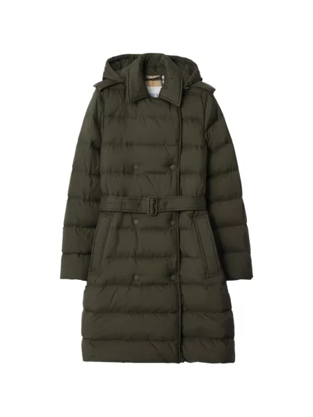 Palton Burberry cu glugă verde