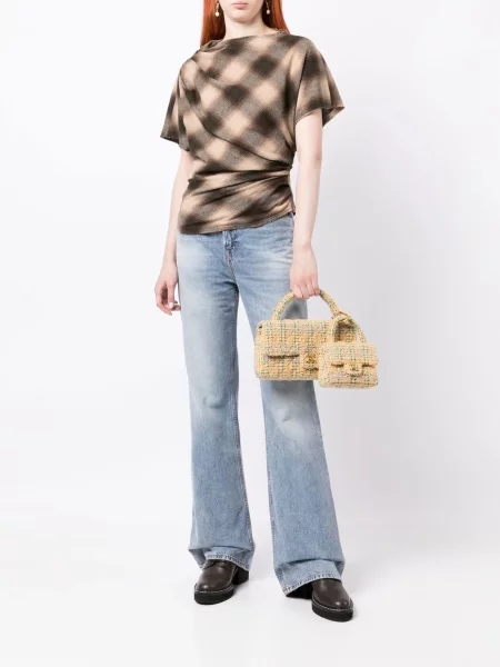 Tvídová klasická kabelka Chanel Pre-owned žlutá