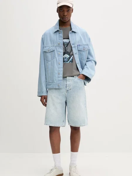 HUGO Blue jachetă pentru bărbați din denim Kirkby albastru