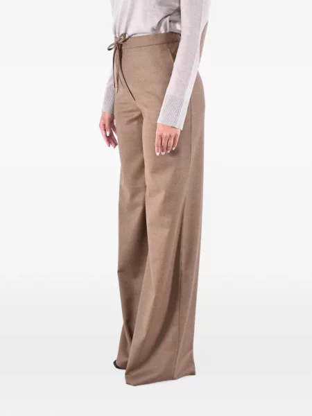 Pantaloni Max Mara de flanelă cu cordon maro