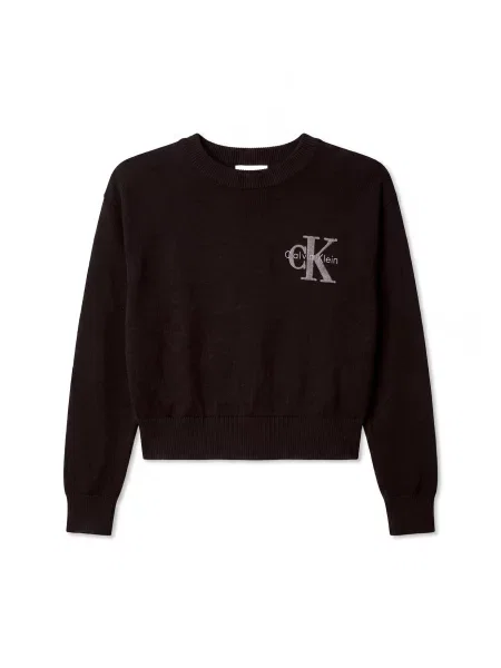 Calvin Klein Jeans Sveter sivá / čierna biela