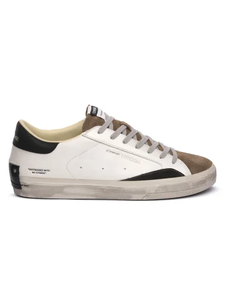 Crime London DISTRESSED sneakers pentru bărbați din piele alb