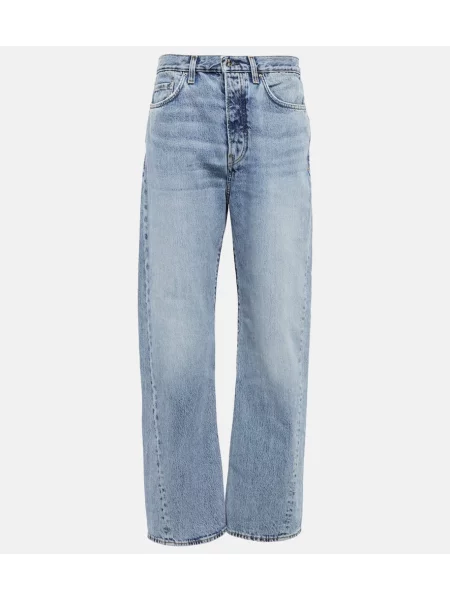 Blugi drepți Toteme cu talie înaltă albastru