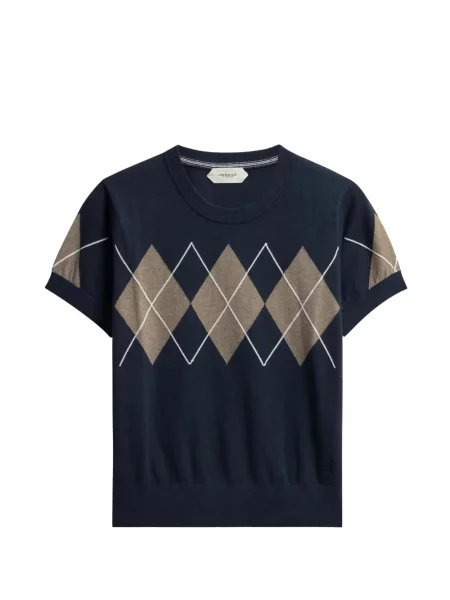 Scurt tricou Pringle Of Scotland cu model argyle albastru