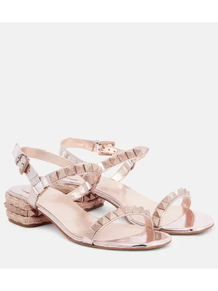 Kožené zrcadlové sandály Christian Louboutin růžové