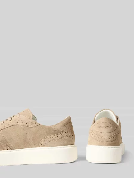 Sneakersy skórzane z ażurowym wzorem model ‘OWELL SUEDE’ Antony Morato beżowe