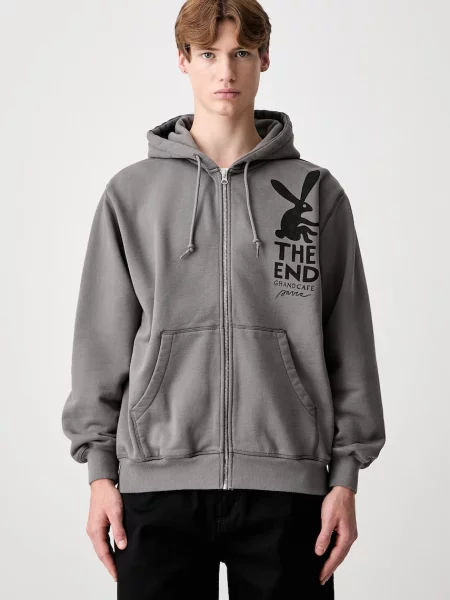 By Parra End the bunny кофта на застібці з капюшоном з бавовною