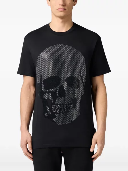 Тениска Philipp Plein с кръгло деколте камъни черно