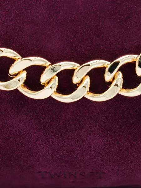 Colier Twinset din piele de căprioară roșu