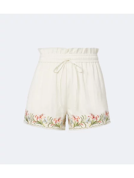 Pantaloni scurți Xu Zhi cu broderie alb
