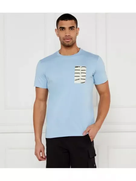 Calvin Klein Jeans Póló SERIF BOX GRAPHIC kék