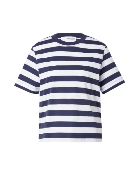 SELECTED FEMME Tricou ESSENTIAL albastru marin alb