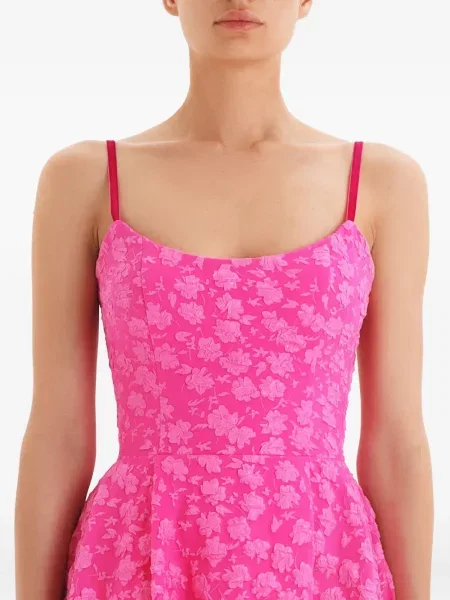 Rochie midi Post Meridiem din jacard până la genunchi de costum roz