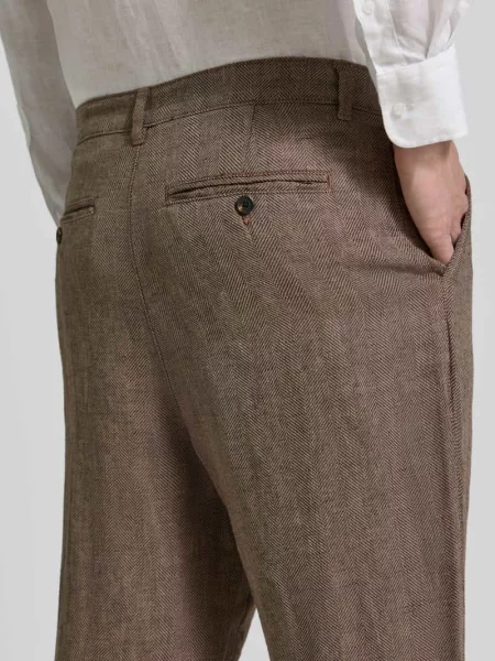 Spodnie materiałowe o kroju relaxed fit z mieszanki lnu i bawełny model RON' Selected Homme