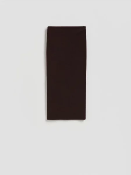 Reserved Fustă midi mulată maro-închis maro