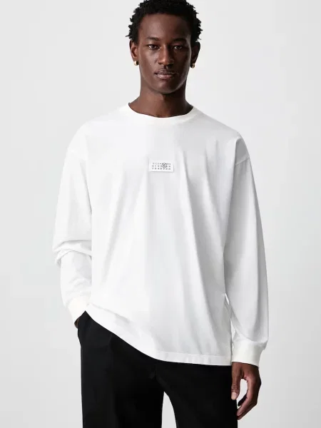 Maison Margiela tričko s dlouhým rukávem bílé
