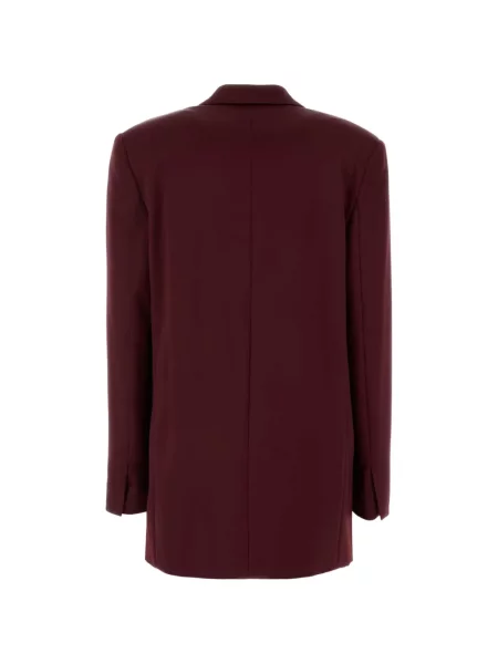 Sacou Alberta Ferretti din satin cu două rânduri de nasturi roșu