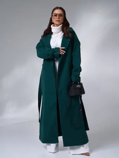 Пальто ISSA Plus кашемір зелений