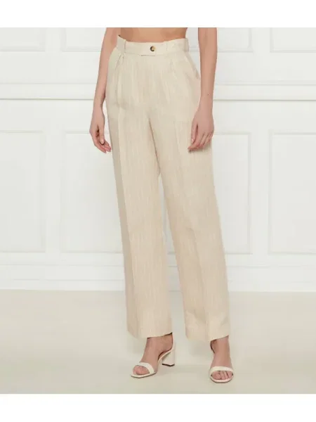 Ba&sh Pantaloni PEANUT | Relaxed fit | cu adaos de in bej