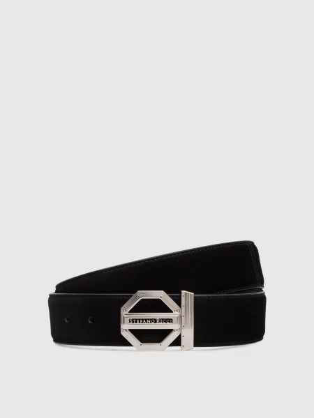Замшевый ремень Stefano Ricci с ремешками черный