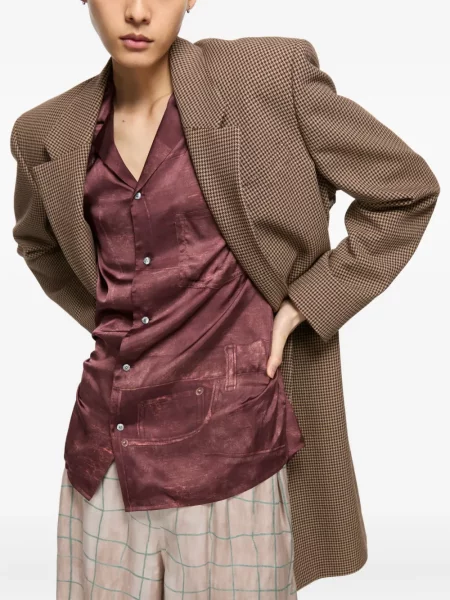 Palton Acne Studios de lână cu model pepito maro