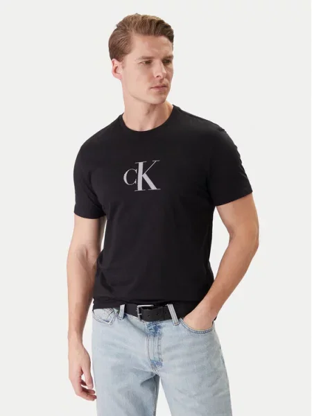 T-shirt z okrągłym dekoltem i logo Ck Calvin Klein czarna