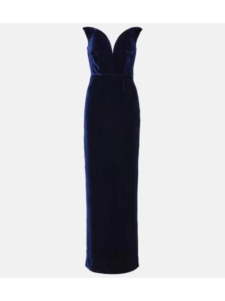 Rochie Roland Mouret de catifea albastru