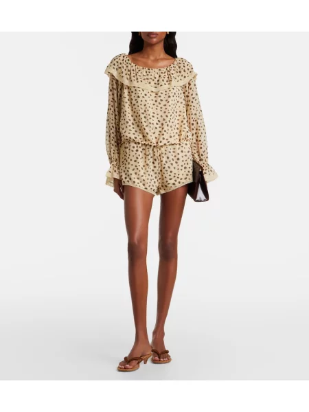 Bluză Posse de mătase cu imagine cu model leopard bej