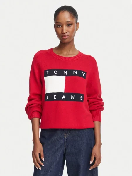 Tommy Jeans Пуловер Flag червен