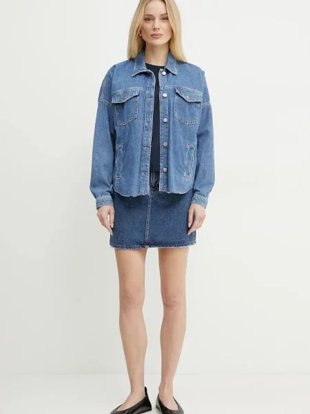 Koszulka polo Pinko z krótkim rękawem z kryształkami niebieska