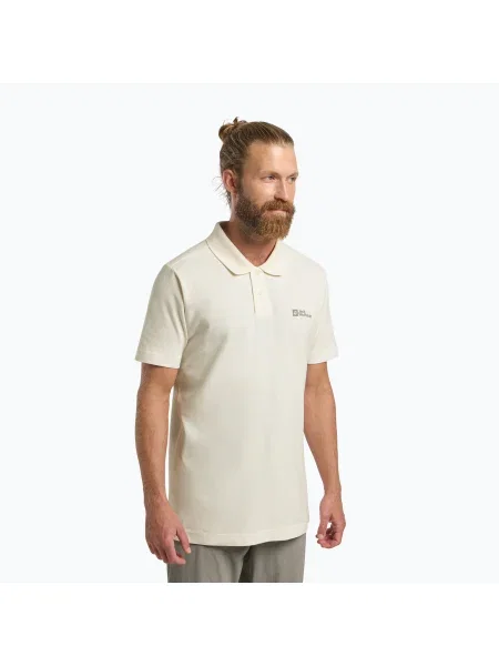 Мъжка поло риза Jack Wolfskin Essential cotton white бяло