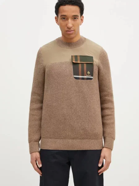 Baracuta pulover de lana Barbour x Baracut Miller Knit bej