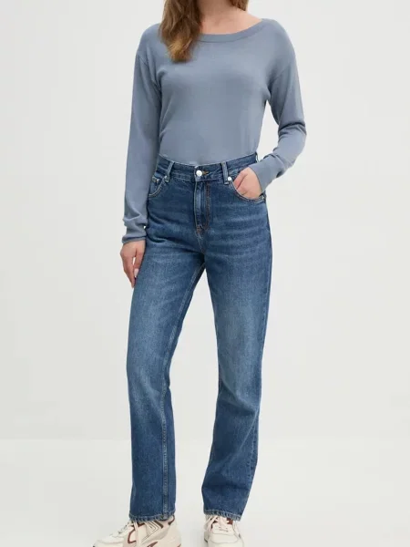 Дънки Sisley с висока талия тъмносиньо