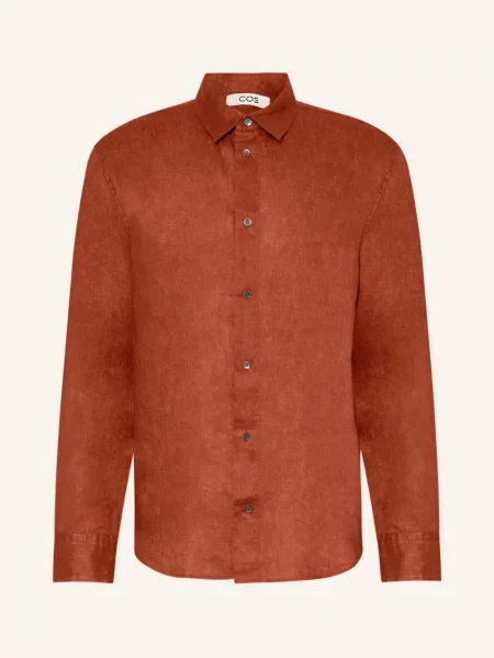 Cos Koszula Z Lnu Relaxed Fit orange pomarańczowa