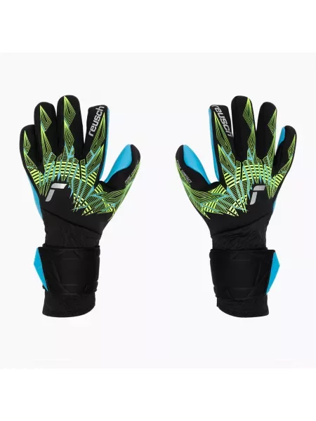 Rękawice bramkarskie Reusch Pure Contact Aqua black/fluo lime/aqua czarne