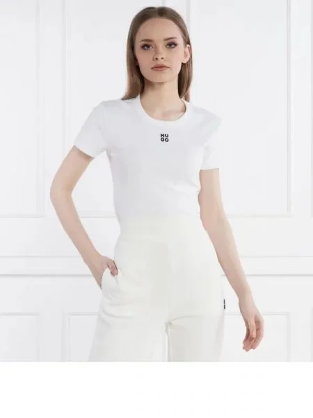 HUGO Tricou Delanor alb