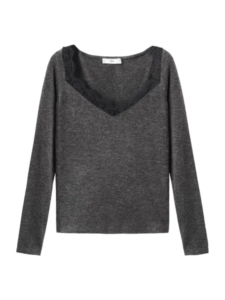 MANGO Tricou VERONI gri metalic negru