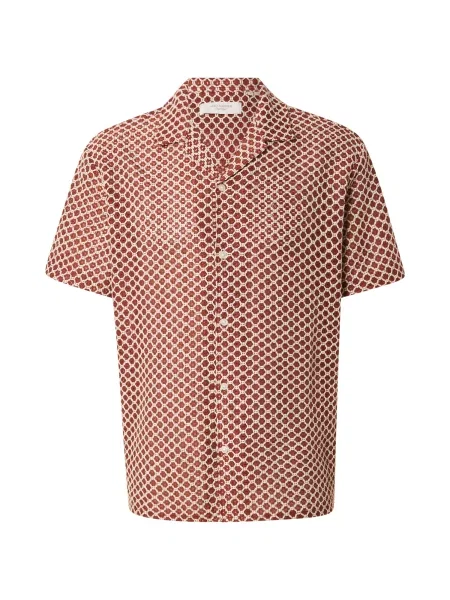 JACK & JONES Cămașă JORMONTAUK roșu vin alb