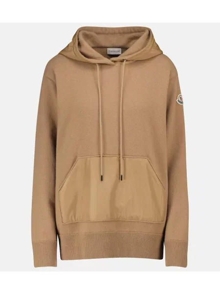 Hanorac cu glugă Moncler de lână maro