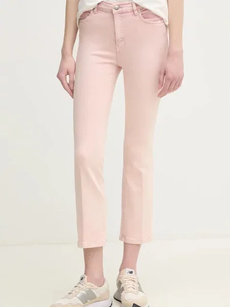 Blugi Oui cu talie înaltă roz